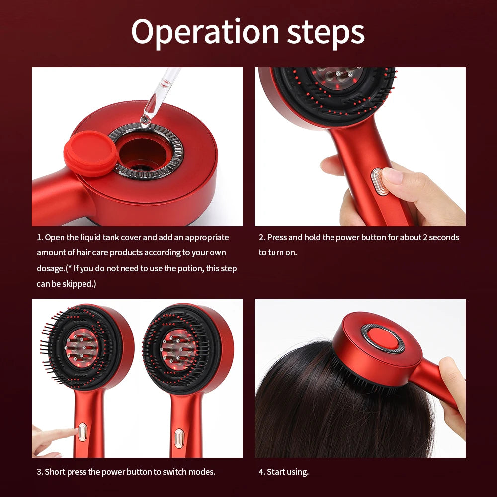 GlamRelax ™ Electric Massage Brush with Red Light for Hair Growth and Scalp Care